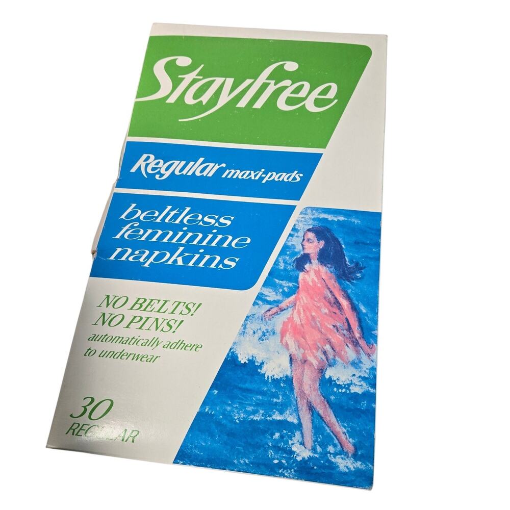 VTG Prop 1980s Stayfree Maxi Pads Box Of 30 Feminine Napkins *OPEN* 17 Inside - Picture 8 of 8